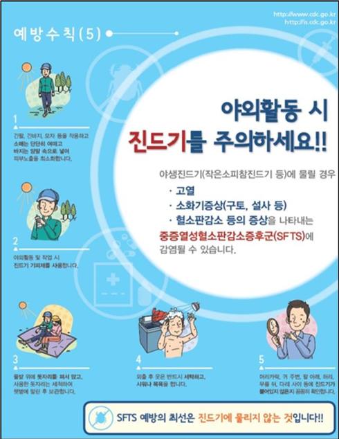 봄철 야외활동시 진드기 매개 감염병(SFTS) 주의 당부！