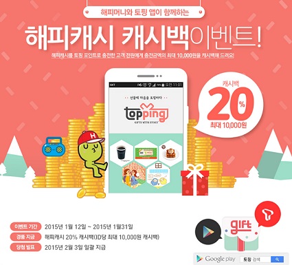 해피머니상품권, 포인트로 전환 시 충전금액의 20% 캐시백