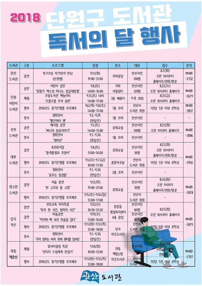 안산시, ‘9월 독서의 달’ 가족공연, 전시 등 다양한 행사 마련