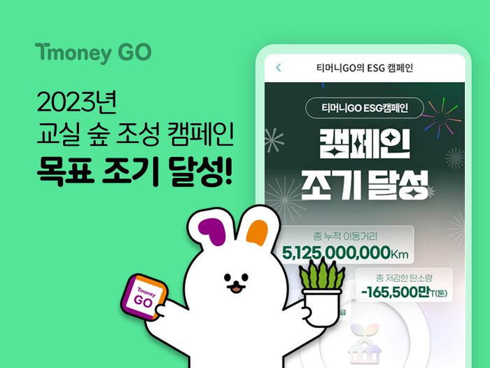 티머니GO 2023년 교실 숲 조성 캠페인 51억 Km 조기 달성!